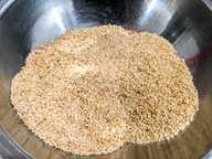 Toasted fragrant rice that has been ground with gula Melaka and salt Toasted fragrant rice that has been ground with gula Melaka and salt