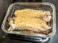 Ikan haruan rubbed with the ground toasted fragrant rice mixture Ikan haruan rubbed with the ground toasted fragrant rice mixture